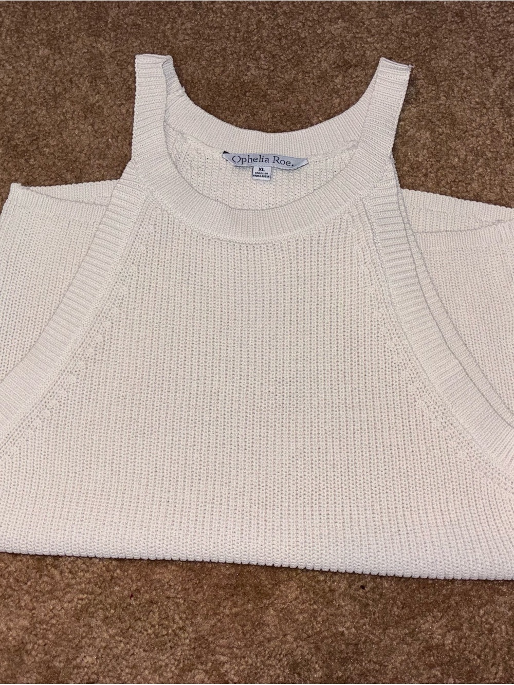 Ophelia Roe Cream Ribbed Halter Tank